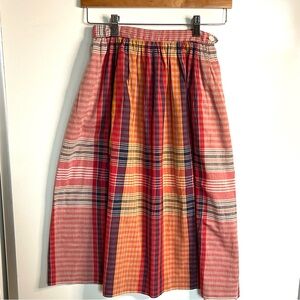 Evan Picone Vintage style 80s A-Line Midi Plaid Skirt 100% cotton Size 4